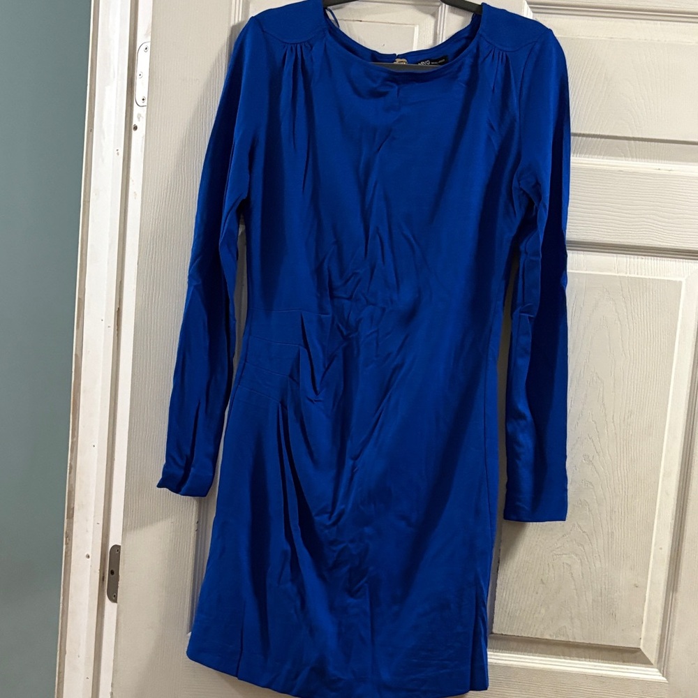 Mango Blue Long Sleeve Dress